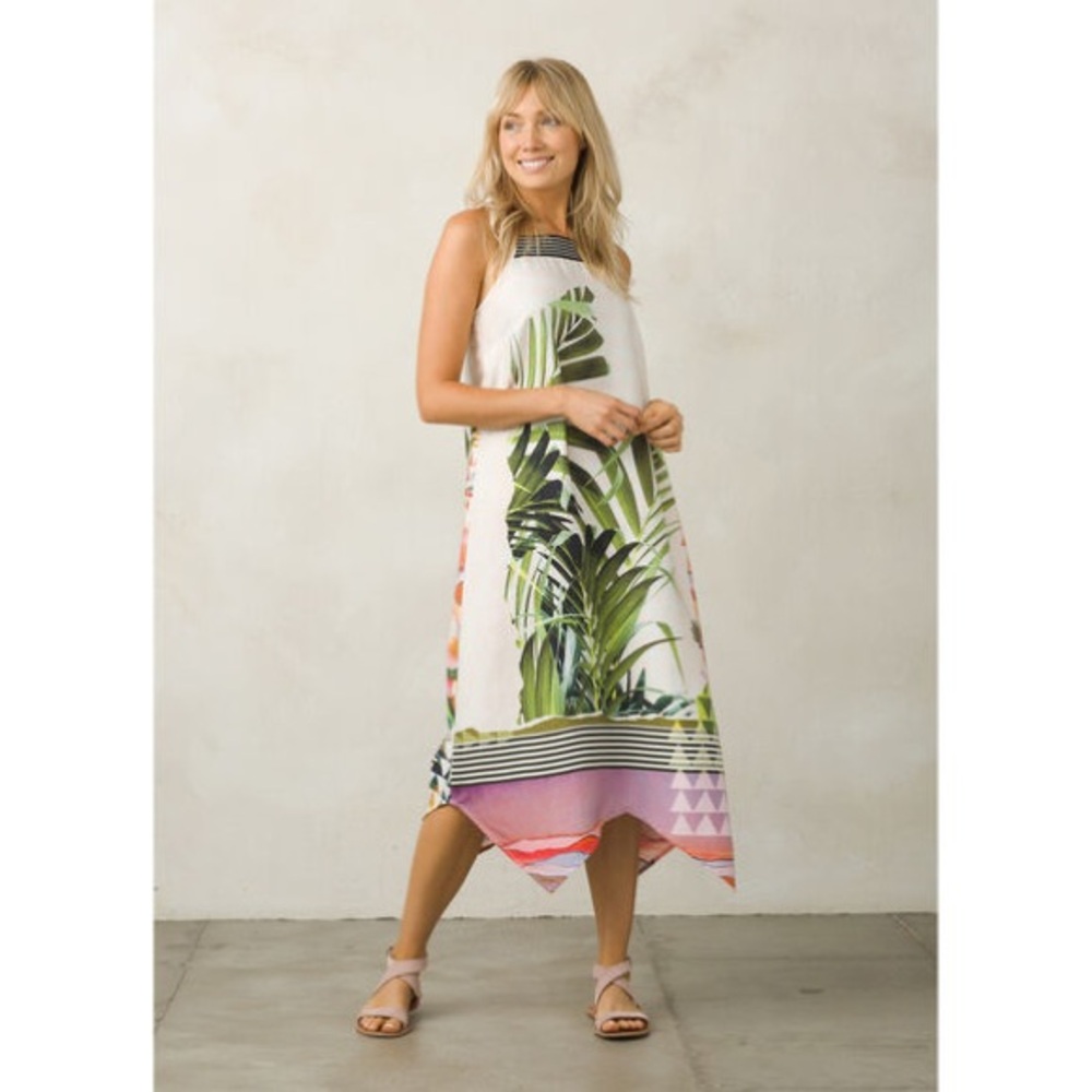 Prana‎ Selene Tank Dress Tropical Flowy Boho Beachy Maxi Lightweight Size Small